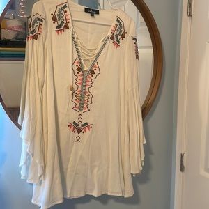 White Tribal print dress
